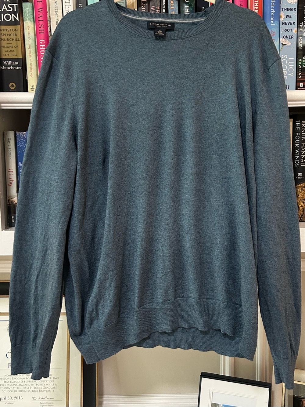 Banana Republic Men's Crewneck Sweater - Teal Blue